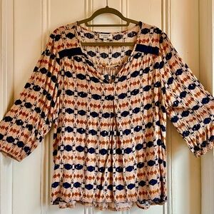 Studio B/ Bobeau pink batik printed top, 2X